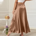 thumbnail image 4 of Skirt for Women Plus Size Summer Womens Skirts Solid Color Drawstring Pocket Elastic Waist Plus Size Skirts, Coffee-S, 4 of 5