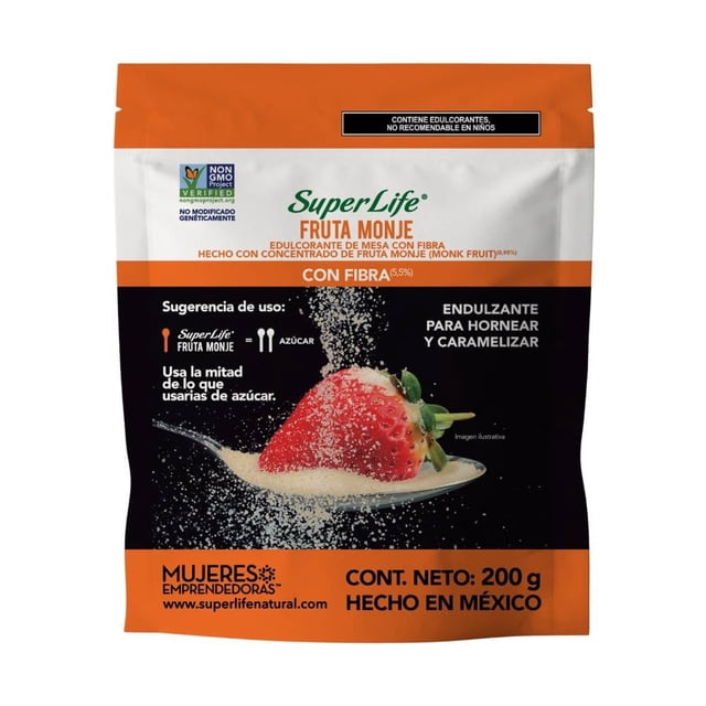 Edulcorante de mesa Super Life Fruta del monje con fibra granulado 200 g