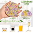 thumbnail image 3 of Yellow Purple Plaids with Small Flowers Drinking Coasters Cup Mat with Holder for Kitchen Cafe Bar 6 Packs, 3 of 7