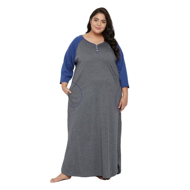 Oussum Women Nightdress Loungewear Long Sleeve Sleepwear Dress with