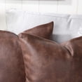 thumbnail image 3 of Set of 2 Faux Leather Decorative Throw Pillow Covers Modern Solid Outdoor Cushion Cases Luxury Pillowcases for Couch Sofa Bed 24x24 Inches Dark Brown, 3 of 6