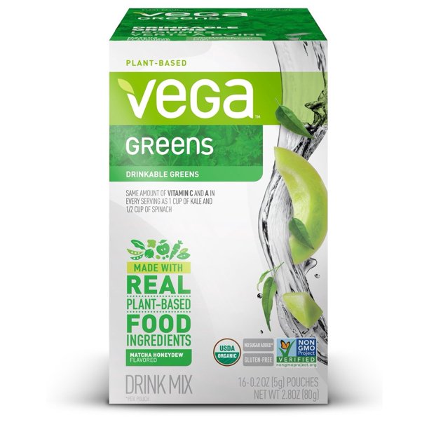 Vega Organic Greens Powder Packets, Matcha Honeydew, 16 Ct Walmart