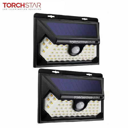 TORCHSTAR 58 LED Solar Motion Lights, Dusk to Dawn Outdoor Solar Lights, for Yard, Garage, Deck, Porch, 3000K Warm White, Pack of (Best Led Deck Lights)