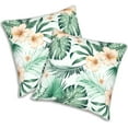 thumbnail image 2 of Hibiscus Flower Throw Pillow Cover Pack of 2 Square Couch Pillowcase Tropical Palm Leaf Cushion Cover for Living Room Bedroom Sofa Car 18x18 Inch, 2 of 6