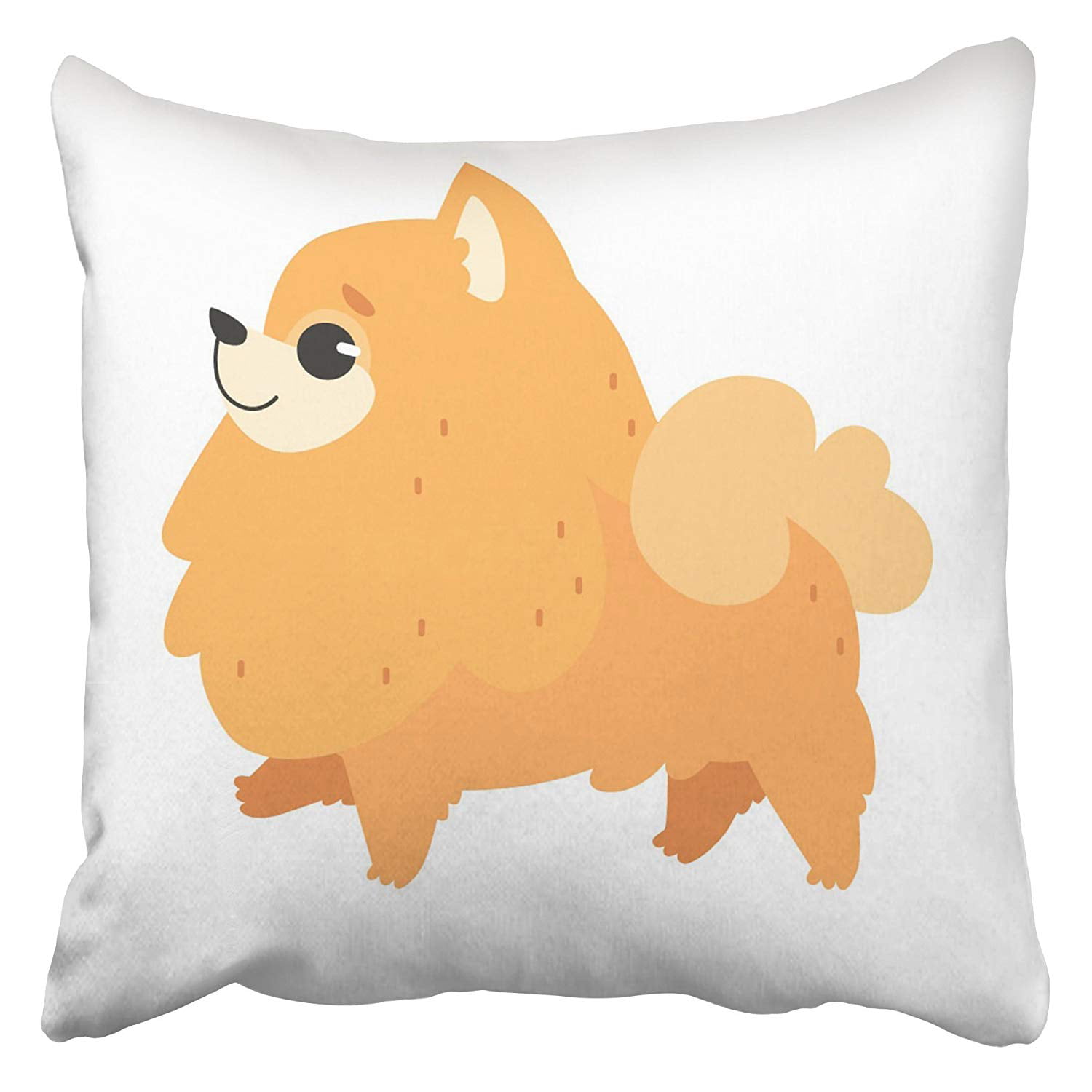 Cute Pomeranian Dog Face Print Cotton 18” X 18” Cushion Cover Pillow Sofa Bed 
