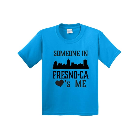 Inktastic Fresno California Someone Loves Me Skyline Youth T-Shirt
