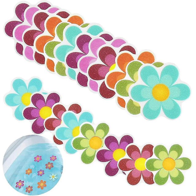 28 pegatinas antideslizantes para bañera, pegatinas para baño, pegatinas de seguridad en forma de flor (6 colores/2 tamaños) Hy