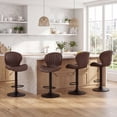 thumbnail image 5 of AFO Swivel Bar Stools Set of 6, Adjustable Height Barstools with Shell Back, Modern PU Leather Kitchen Island Chairs for Dining Room, Home Bar, Pub, Brown, 5 of 11