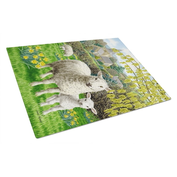 Caroline's Treasures Sheep Glass Cutting Board Large