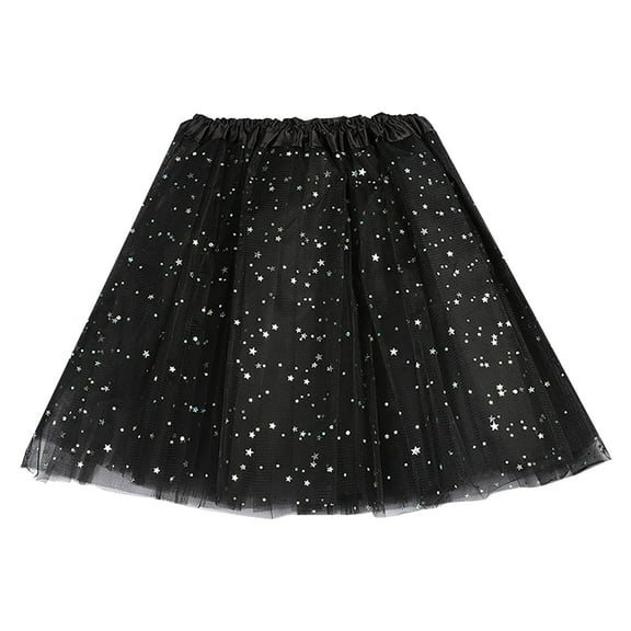 Mepaouo Womens Non See Through Tutus Tulle Sequins Stars Trim Ballet Dance Skirt Princess Dress up