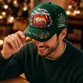 thumbnail image 5 of GrmtClth Santa Christmas Baseball Cap Printed Trucker Hat Festive Holiday Costume Accessory Adjustable Green Dad Hat for Adults Party Daily Wear, 5 of 8