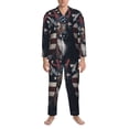 thumbnail image 3 of Naloa Vintage American Deer Men’s Pajamas Set - Long Sleeve Button Down Sleep Shirt and Pajama Bottoms Sleepwear Set-Medium, 3 of 7