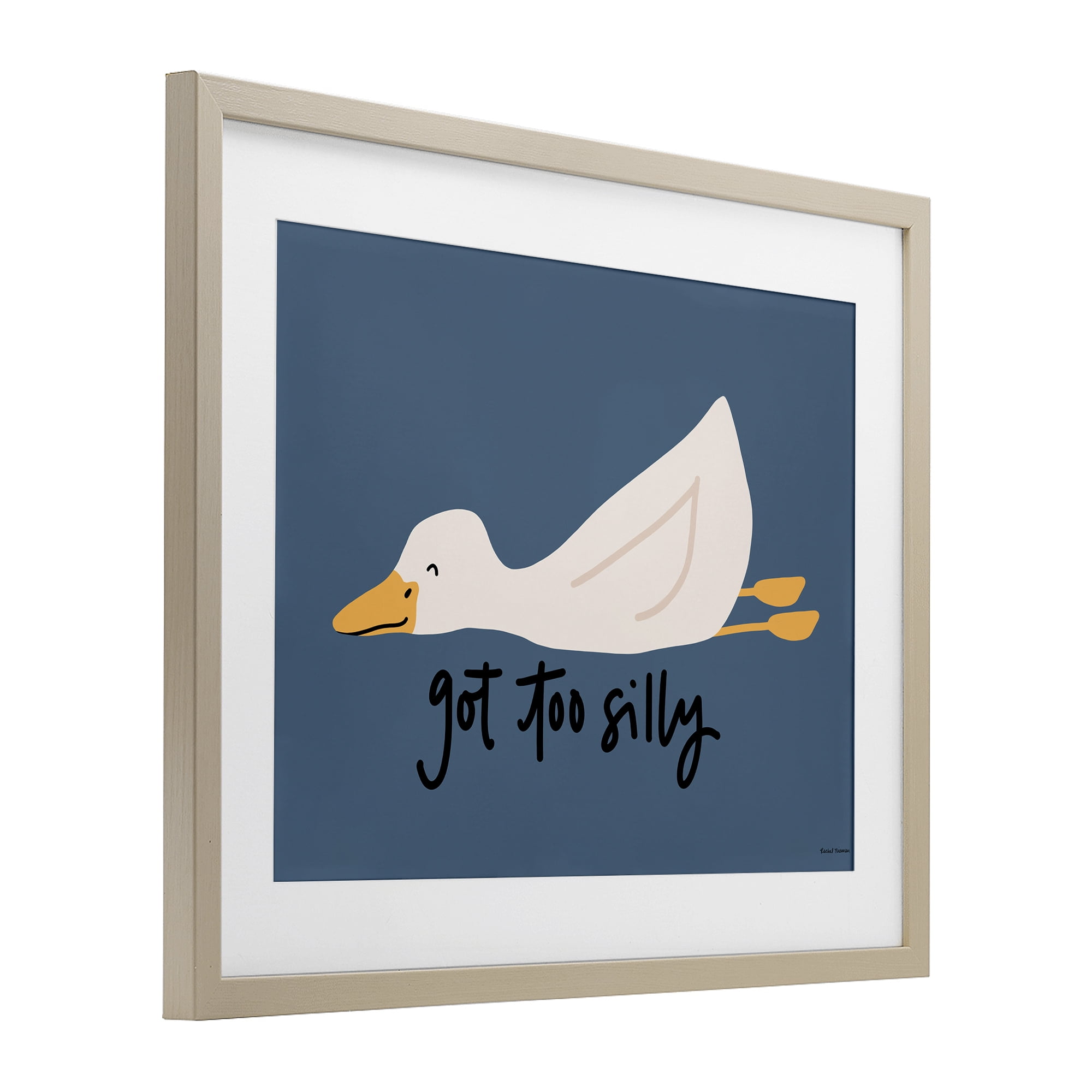 Stupell Industries Got Too Silly Duck Birch Framed Print Under Glass, design by Rachel Nieman