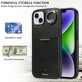 thumbnail image 5 of Case for iPhone 14 Wallet with Credit Card Holder & Finger Ring Kickstand, Premium PU Leather Slim Cover Shockproof Scratch Resistant Full Protection Phone Case for iPhone 14, Black, 5 of 10