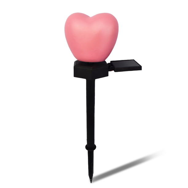 Garden Courtyard IPX5 impermeable Estaca solar Luz Luz Al Aire Libre Césped Romántico En forma de corazón LED Lámpara Decoración Iluminación Suministros Rosa Inevent HA011208-02