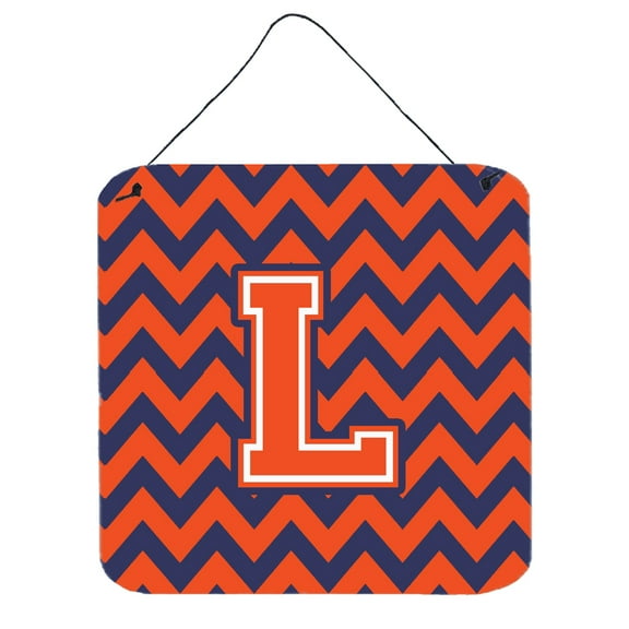 Carolines Treasures CJ1042-LDS66 Letter L Chevron Orange and Blue Wall or Door Hanging Prints 6HX6W multicolor