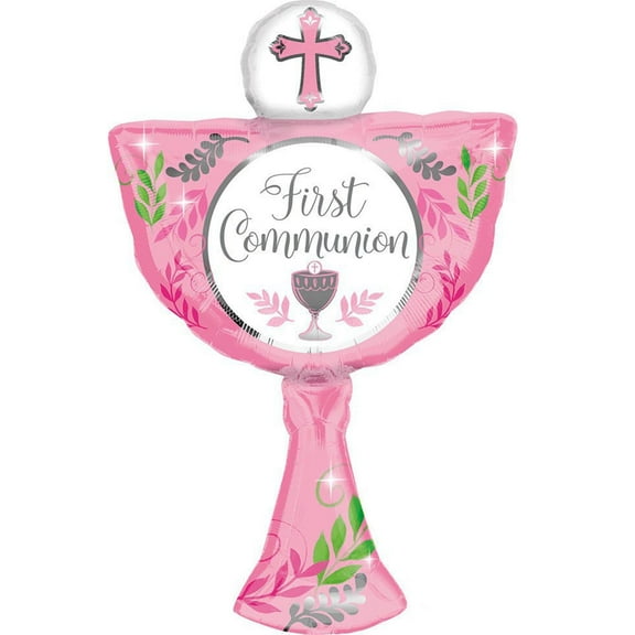 First Communion Cup Pink Balloon 31"