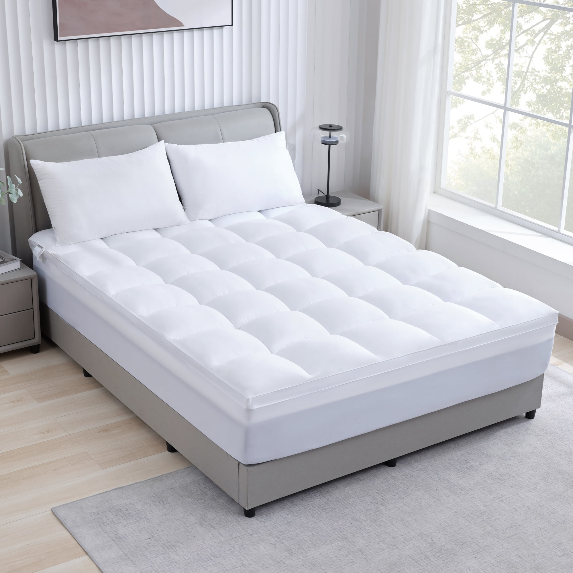 BDEUS Full Size Extra Thick Mattress Topper, Cooling Mattress Pad Cover, Pillow Top Protector with 8-21 inch Deep Pocket, White