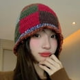 thumbnail image 2 of SikaFu Women's Plaid Knitted Bucket Hats Winter Warm Knit Fisherman Hat Outdoor Windproof Cold Hat Ladies Panama Bob Unisex Caps Gorros, 2 of 6