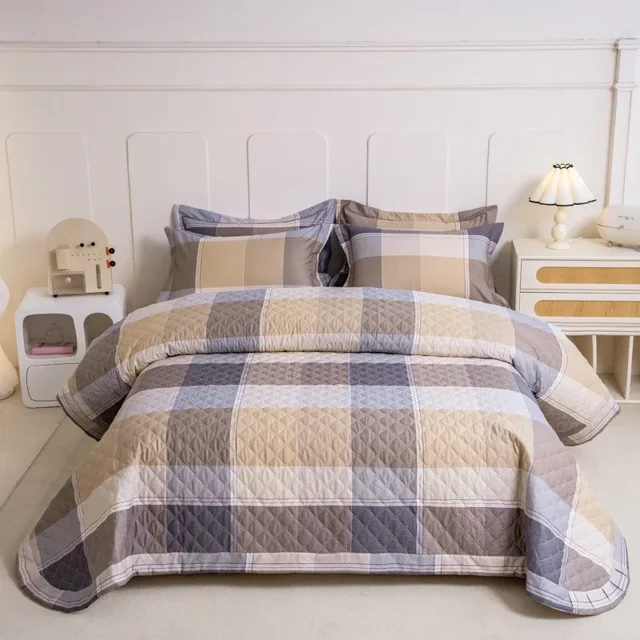 Colcha acolchada a cuadros para cama, cobertor de colchón, colchas y cubiertas para el hogar, manta doble, sábanas, 100% algodón
