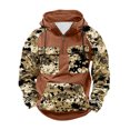 thumbnail image 3 of LMOIPLI Camouflage Print Hoodies for Men Military Mens Fleece Lined Quarter Zip Cargo Sweatshirt with Multi Pockets Orange L, 3 of 4