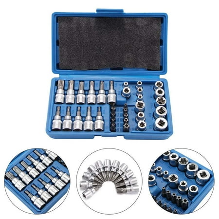 

New 34 Piece Torx Star Socket Socket Repair Hexagon Drive Blue Hand Bit Tool Tools Car Wrench Tamper Proof Set