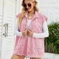 thumbnail image 5 of FLMEI Women's Denim Vest Breathable Sleeveless Jackets Summer Jeans Vest Womens Lapel Washed Cowboy Waistcoat Tops XS-XL, 5 of 9