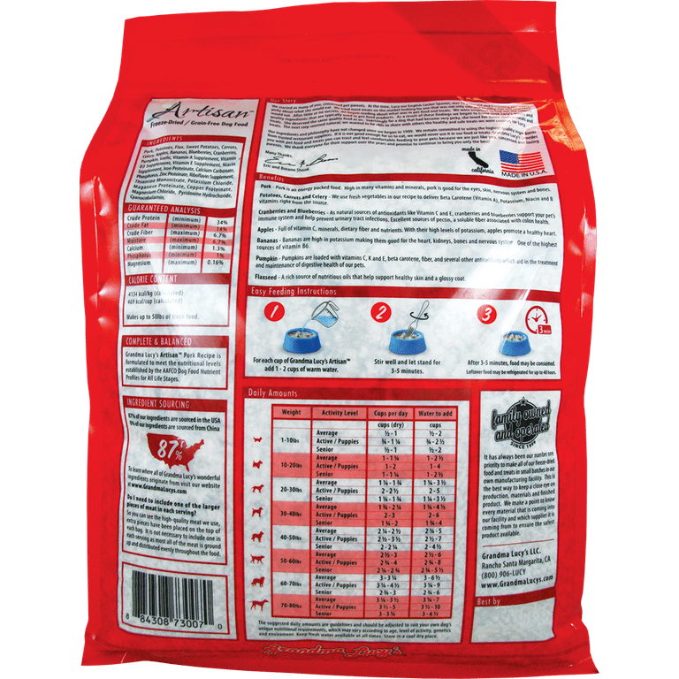 Grandma Lucy s Artisan Grain Free Pork Freeze Dried Dog Food 10