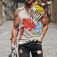 thumbnail image 2 of Beach Tank Top Men Hawaiian Palm Tree Sleeveless Shirt Khaki XXXL, 2 of 5