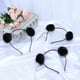 thumbnail image 2 of EeaseMX 6 diademas con pompones para niñas y mujeres (negro/blanco), 2 of 8