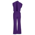 thumbnail image 5 of Wycnly Womens Jumpsuits Casual Solid Loose Baggy Back Hollowed Long Jumpsuits Overalls Trendy Plain Round Neck Sleeveless Maxi Summer Rompers Purple m, 5 of 6