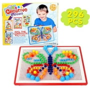296 Pieces Jigsaw Mushroom Nails Pegboard Puzzle Assorted Color, Educational