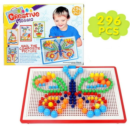 

296pcs Kids Puzzle Kids Pegboard Jigsaw Pegboard Puzzle Mosaic Pegboard Jigsaw Peg Board Toy Mushroom Nails Child Mushroom Nail Jigsaw Puzzle