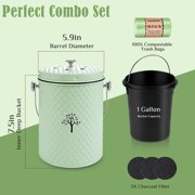 AOIOSN,Countertop Compost Bin Kitchen,Odorless Indoor Compost Bin with Lid and Compost Bags,Compost Bucket Composter Container for Food Waste,Green
