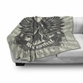 thumbnail image 3 of Rock Music Soft Flannel Fleece Blanket, Striped Background Instrument Wings Speakers Rock and Roll Design Hipster, Cozy Plush for Indoor and Outdoor Use, 60" x 80", Taupe Dust Cream, by Ambesonne, 3 of 6