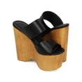 thumbnail image 4 of Wild Diva EF90 Women Leatherette Peep Toe Wooden Slip On Wedge, 4 of 5