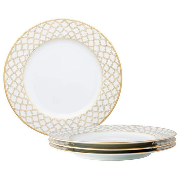 Eternal Palace Gold 10.5 in. (Gold) Porcelain Dinner Plates, (Set of 4)