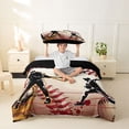 thumbnail image 2 of Castle Fairy Sport Baseball Twin Duvet Cover, Ball Gamer Twin Bedding, Black White,Black Reversible,2pcs,1 Duvet Cover and 1 Pillowcase, 2 of 6