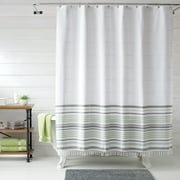 Boho Chic Cotton Shower Curtain, Beige, Black, Better Homes & Gardens