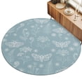 thumbnail image 2 of Round Rugs 6Ft, Blue Butterfly Botanical Round Area Rug Washable Indoor Throw Carpet, Summer Plants Line Art Soft Non Slip Circle Rug for Office Cabinet Home Decor Aesthetic, 2 of 8