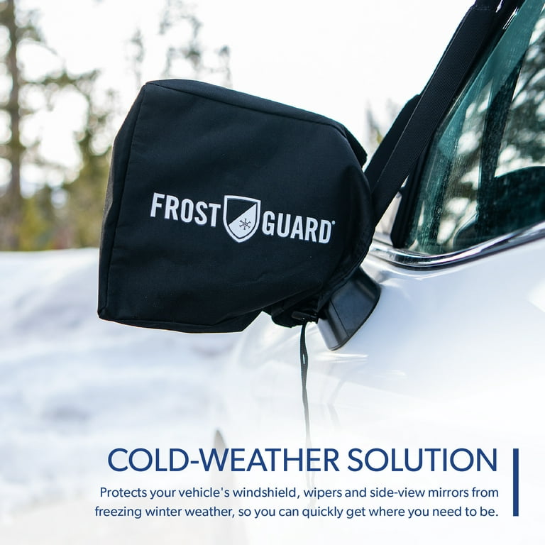 FrostGuard Plus Winter Windshield Cover with Built-in Security Panels and  Wiper Blade Coverage + Mirror Covers - Weather Resistant; Protects from