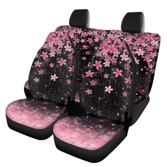 Psesaysky Cherry Blossom Pattern Car Seat Covers 3 Pieces Car Seat Covers Full Set Durable Fashion Suitable for Sedans Trucks