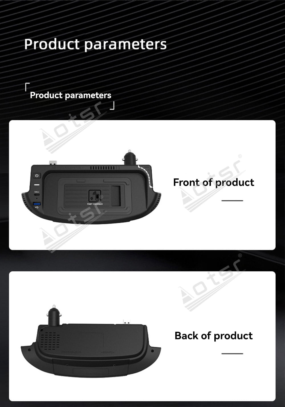 Aotsr AI car Auto wireless charger for Ford Mustang 2015-2022 Intelligent Infrared Fast Wireless Charging