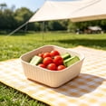 thumbnail image 6 of Square Cereal Bowl, Plastic Serving Bowl Portable for Picnic Snack Salad Dessert, Lightweight Reusable Soup Bowl for Home Camping Travel, Beige, 6 of 6
