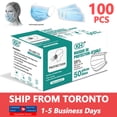 thumbnail image 1 of 100 Masques Jetables Bleus pour le Visage, 3 Plis, Expédiés de TORONTO, 1 of 5