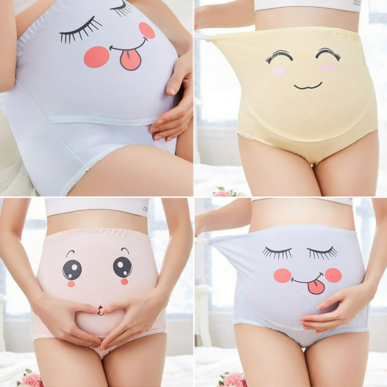 Cotton Whisper Pregnancy Maternity Printing Smile Adjustable High Waisted  Briefs Belly Support Panties Pregnant Woman Adjustable Underwear
