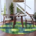 thumbnail image 4 of Blue Green Plaids Round Area&nbsp;Rug 6ft Geometric Watercolor Grids Non-Slip&nbsp;Washable Circle Rugs Soft Felt Indoor Floor Mat for Bedroom Kitchen Living Room Bathroom, 4 of 9