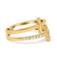 thumbnail image 2 of Yellow Tone, Simulated Cubic Zirconia Size-10 Sideways Cross Ring Round 925 Sterling Silver, 2 of 7