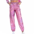 thumbnail image 1 of Pantalones de cintura alta para mujer, ropa informal de verano, pantalones metálicos, 1 of 2