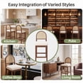 thumbnail image 5 of MOONMISS 26" Rattan Bar Stools Set of 2, Farmhouse Chenille Upholstered Counter Height Stools with Cane Woven Back for Kitchen Island, Walnut Brown, 5 of 6